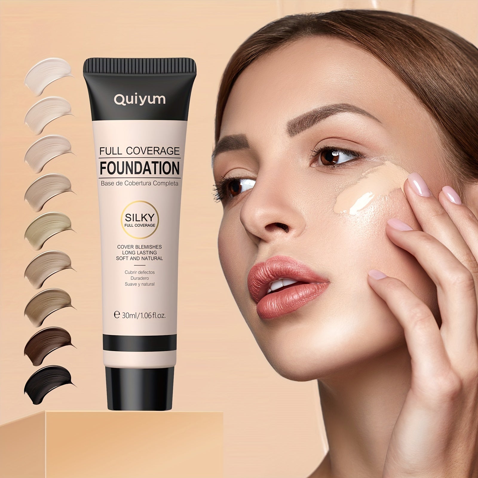 Women Full Coverage Matte Liquid Foundation Oil-Free Cover Blemishes Dark Spots