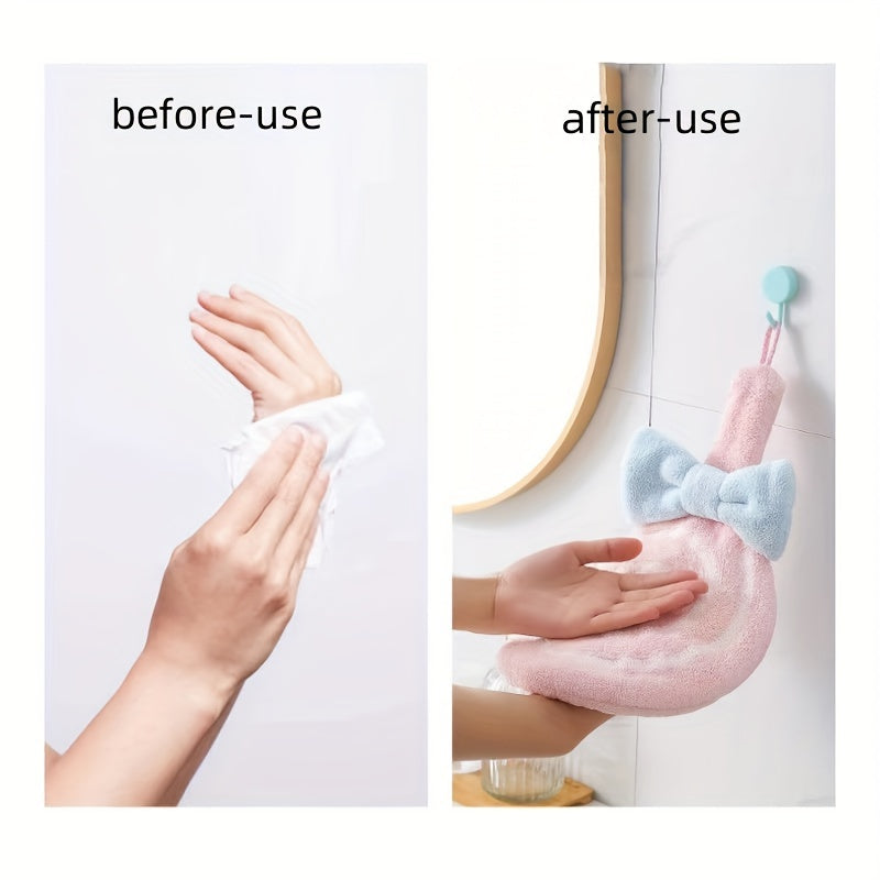 Absorbent Kitchen and Bathroom Wipes Ultra-Soft Coral Fleece Hanging Towel with Lollipop Design