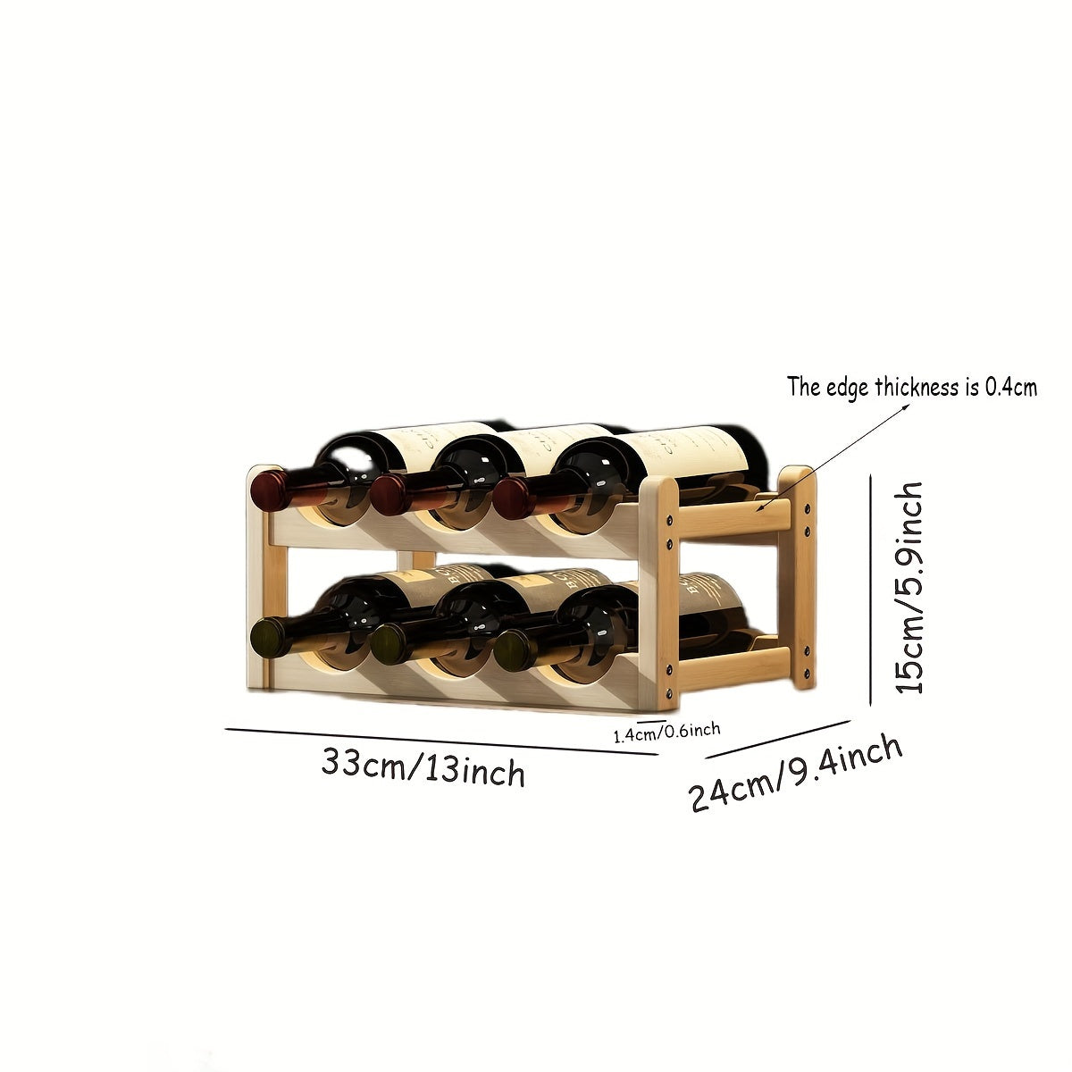 Wood Tiered Wine Bottle Holder with 2/3/4 Tiers Stackable Lacquered