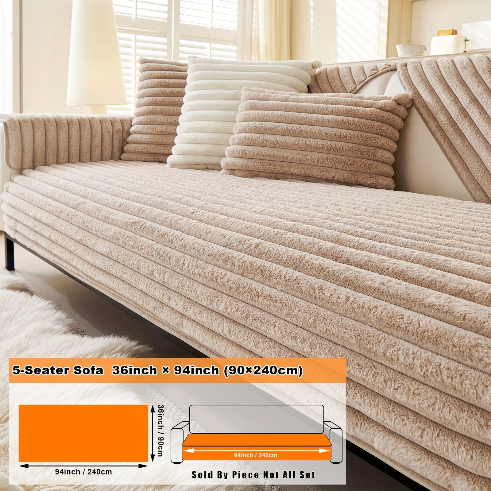 Barcha turdagi divanlar uchun mo'ljallangan, sun'iy quyon junidan tayyorlangan zamonaviy plush divan qoplamasi, mushuk va it egalari uchun iliqlik va himoya ta'minlaydi.