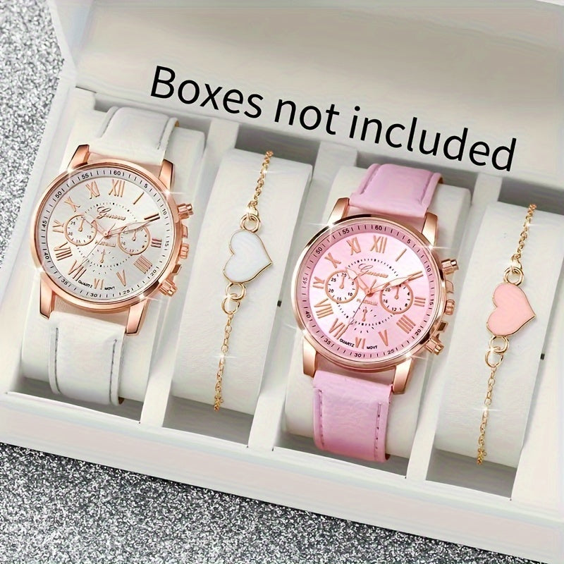 Set of 4 Women's Quartz Watches Silicone Bands Analog Durable Alloy Case