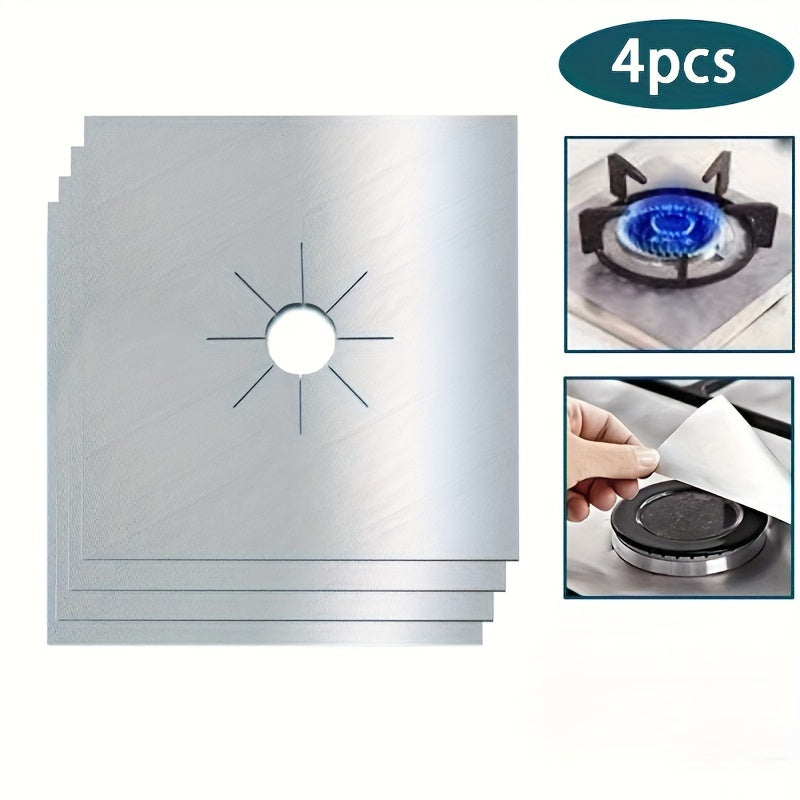 Набор из 4 многоразовых защитных накладок для газовых плит, маслостойкая и противообрастающая защита поверхности, легко моется