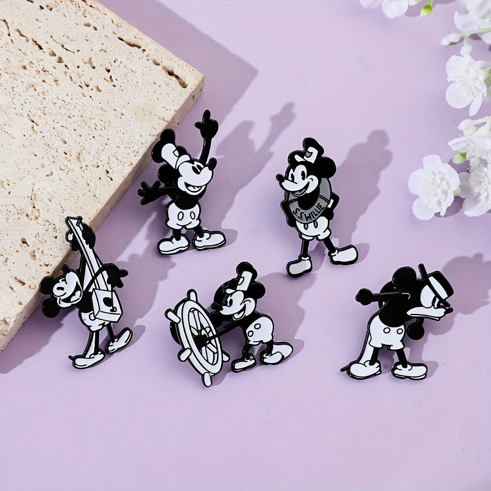 Disney Mickey Mouse Enamel Pins for Kids and Adults Alloy Cartoon Character Brooches Backpack Accessories