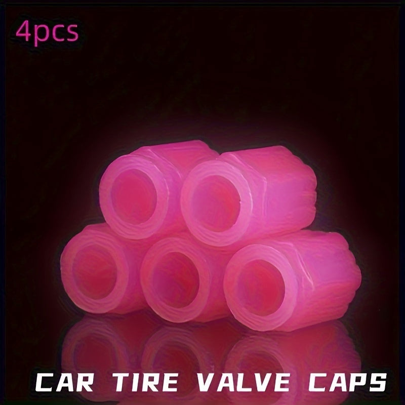 4 dona yorituvchi shinalar ventili qopqog'i, fluorescent avtomobil velosiped dekorativ aksessuarlar