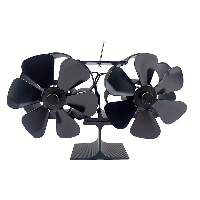 Dual Motor Wooden Fireplace Fan with 12-Blade Thermal Activation for Stoves