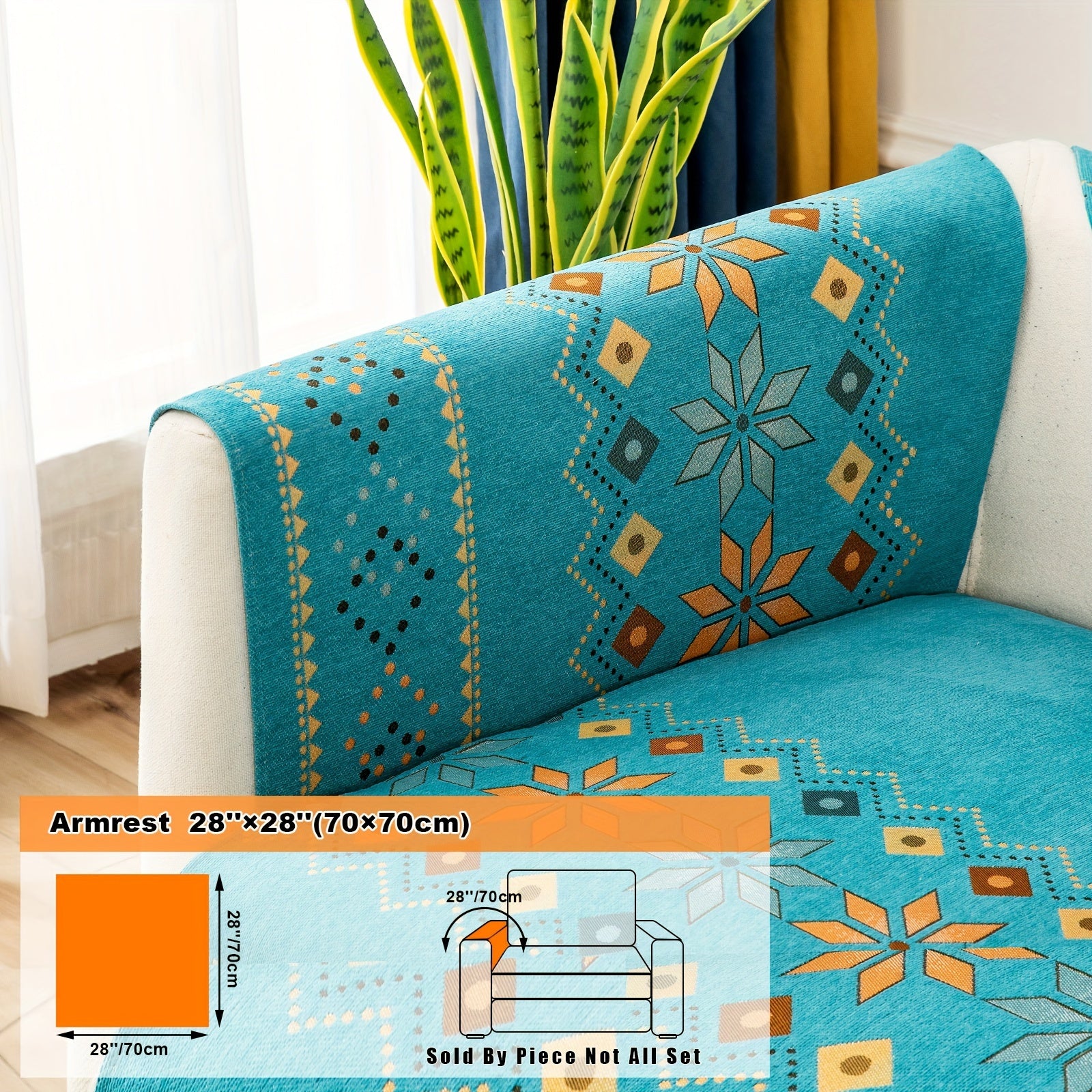 Bohemian Embroidered Sofa Slipcover with Pillowcase and Cushion Covers for Living Room and Bedroom