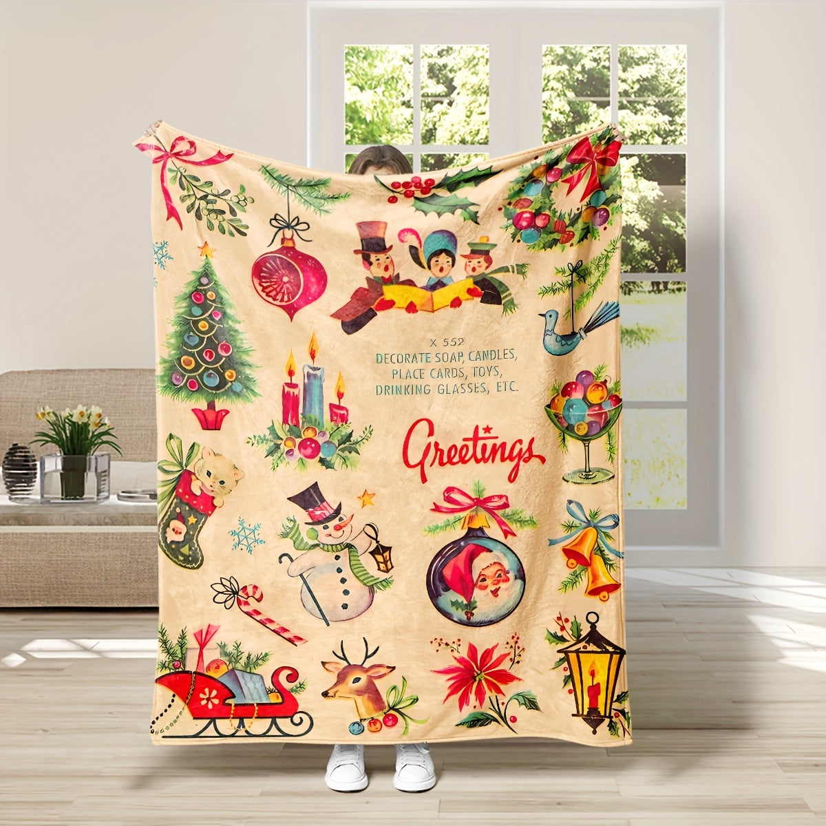 Cozy Flannel Throw Blanket for Couch Bed and Office Decor