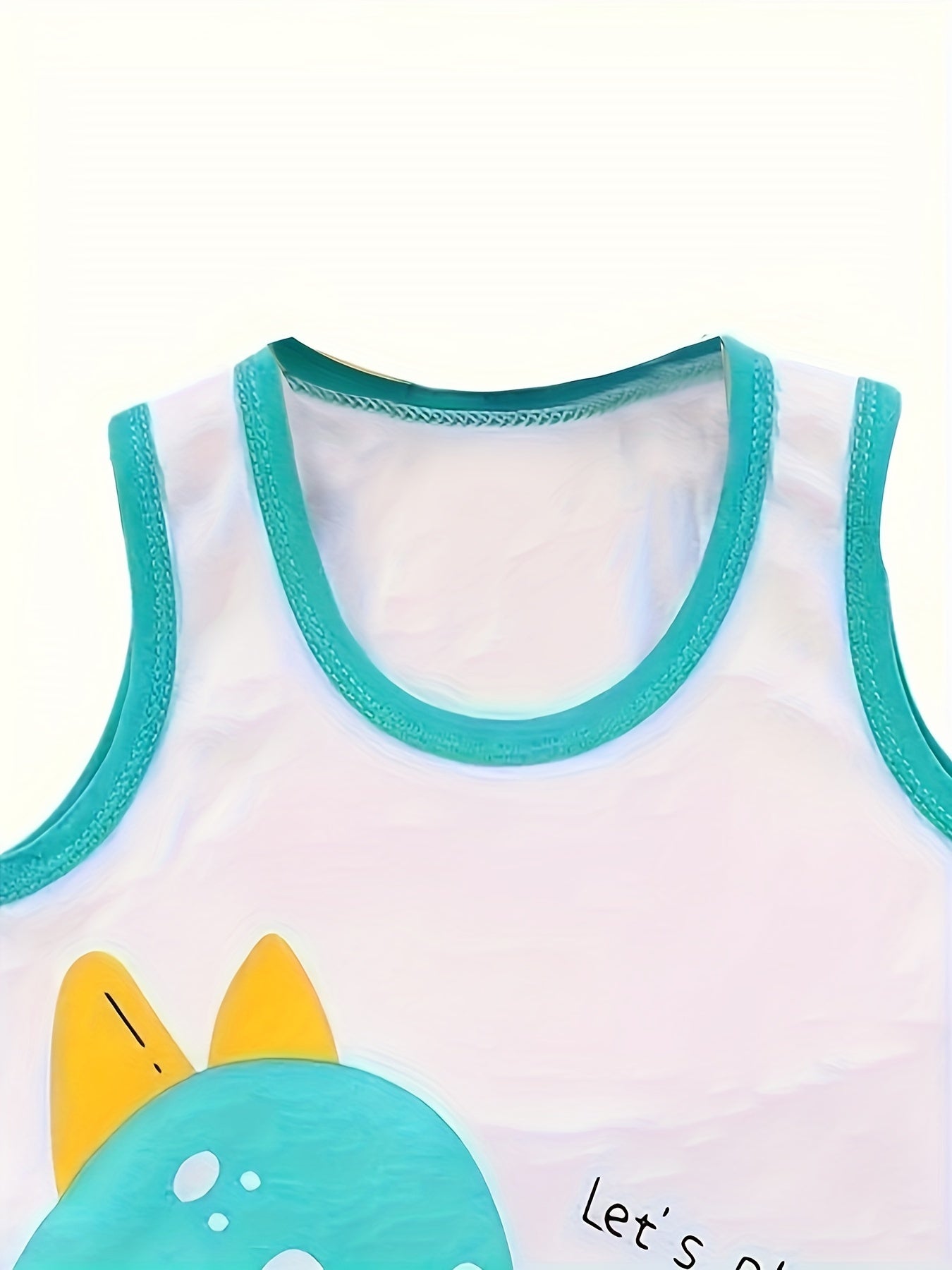 Kids Summer Dinosaur Print Cotton Shorts Set Crew Neck Tank Top and Shorts for Boys