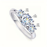 Sterling Silver Moissanite Engagement Ring for Women 1ct and 0.5ct Stones Sizes 5-11