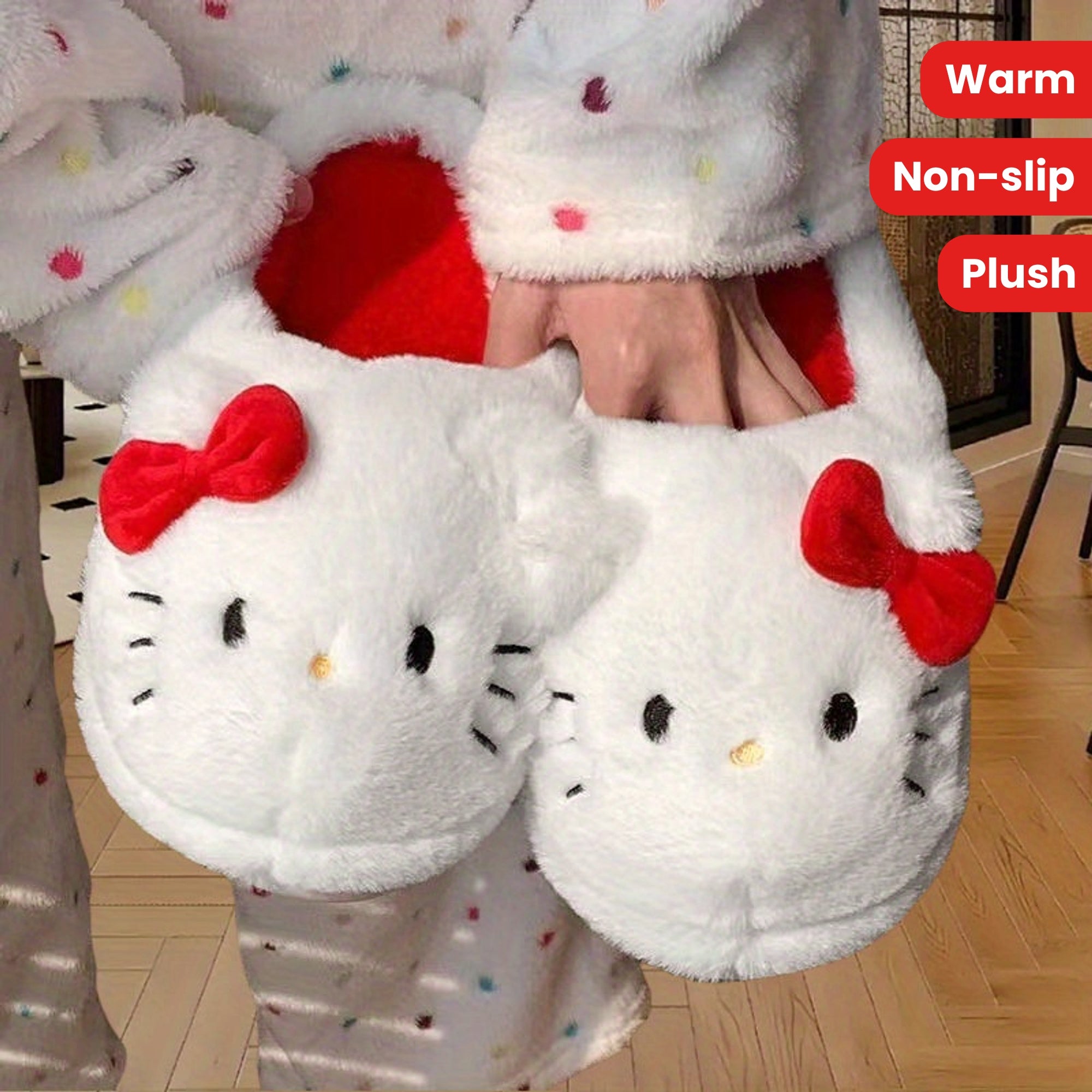 Girls Plush Slippers Soft Flannel Non-Slip Indoor Shoes All-Season