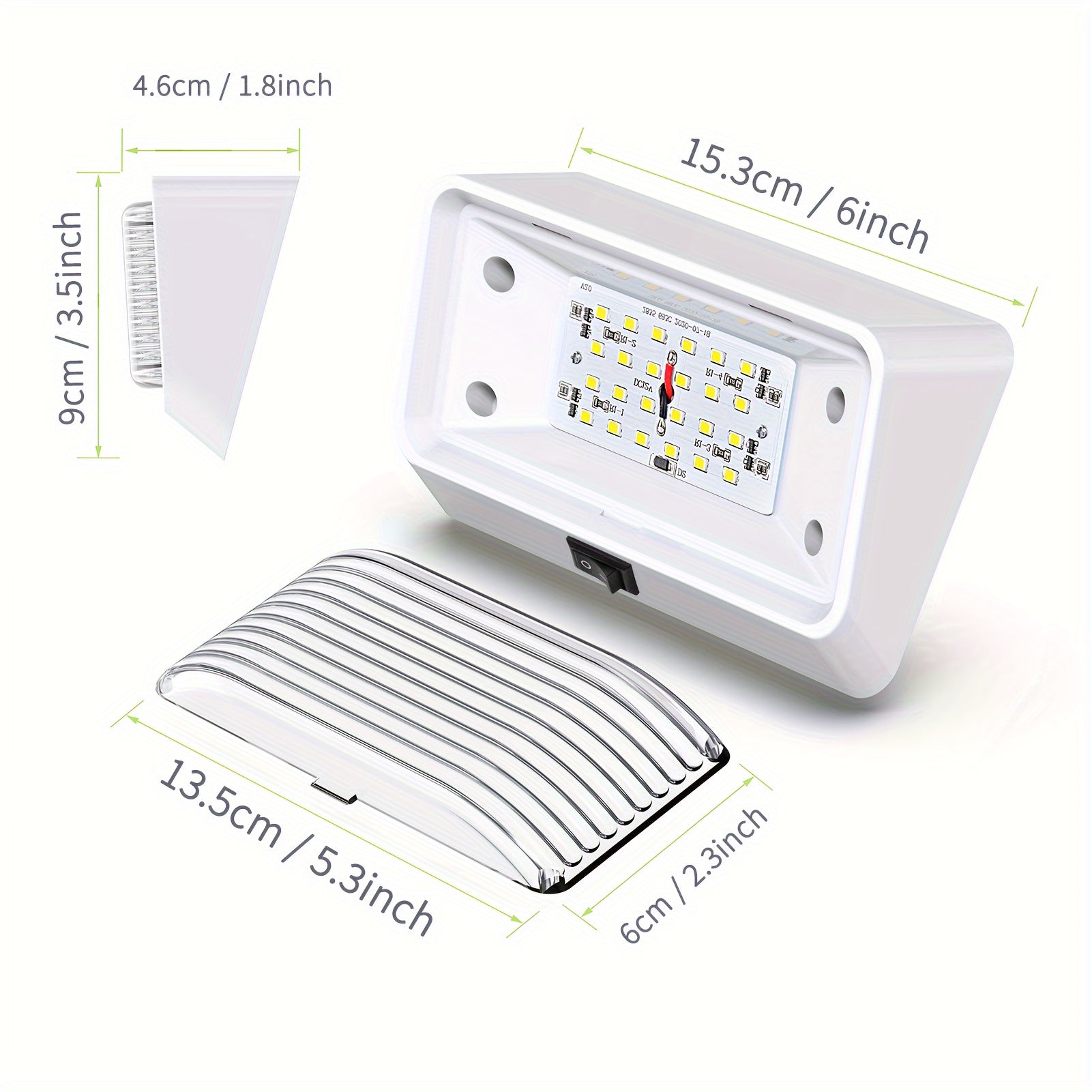 RV Exterior Light Strip Switch 12V 320 Lumens White Base Amber Lens