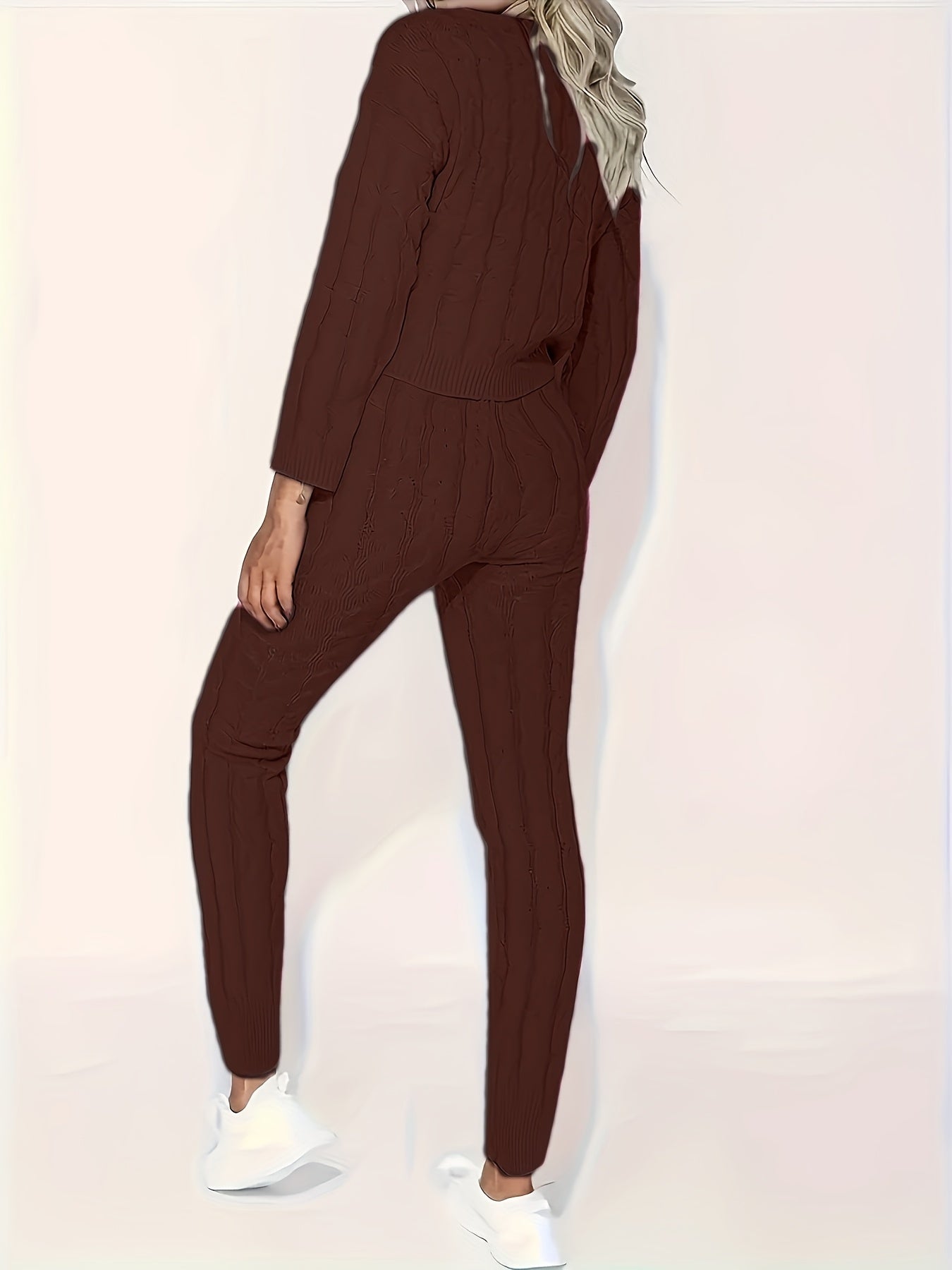 Plus Size Casual Shoulder Bag Sweater Set Women Knit Lounge Wear