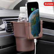 Multi-Purpose Car Cup Holder with Phone Stand Durable PP Vent Clip Adjustable Organizer