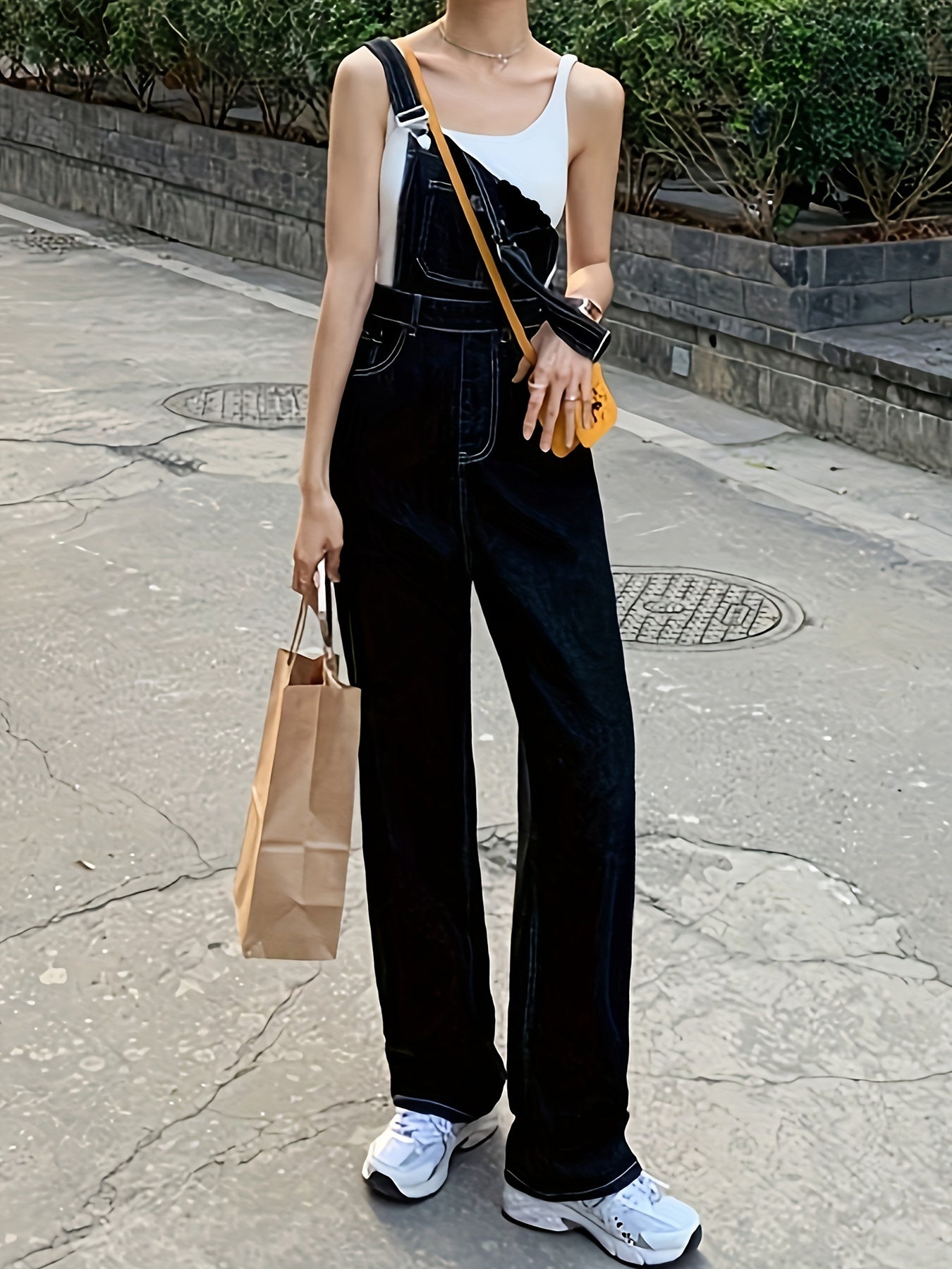 Ayollar uchun sozlanadigan kamarli denim kombinezonlar: tor kesim, bir rangli, cho'zilmaydigan mato, uzun uzunlik, yuvilgan dizayn, bahor/yaz/kuz uchun mukammal.