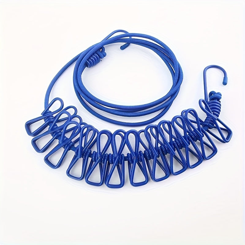 Portable Retractable Clothesline with 12 Clothespins Indoor Outdoor 185cm