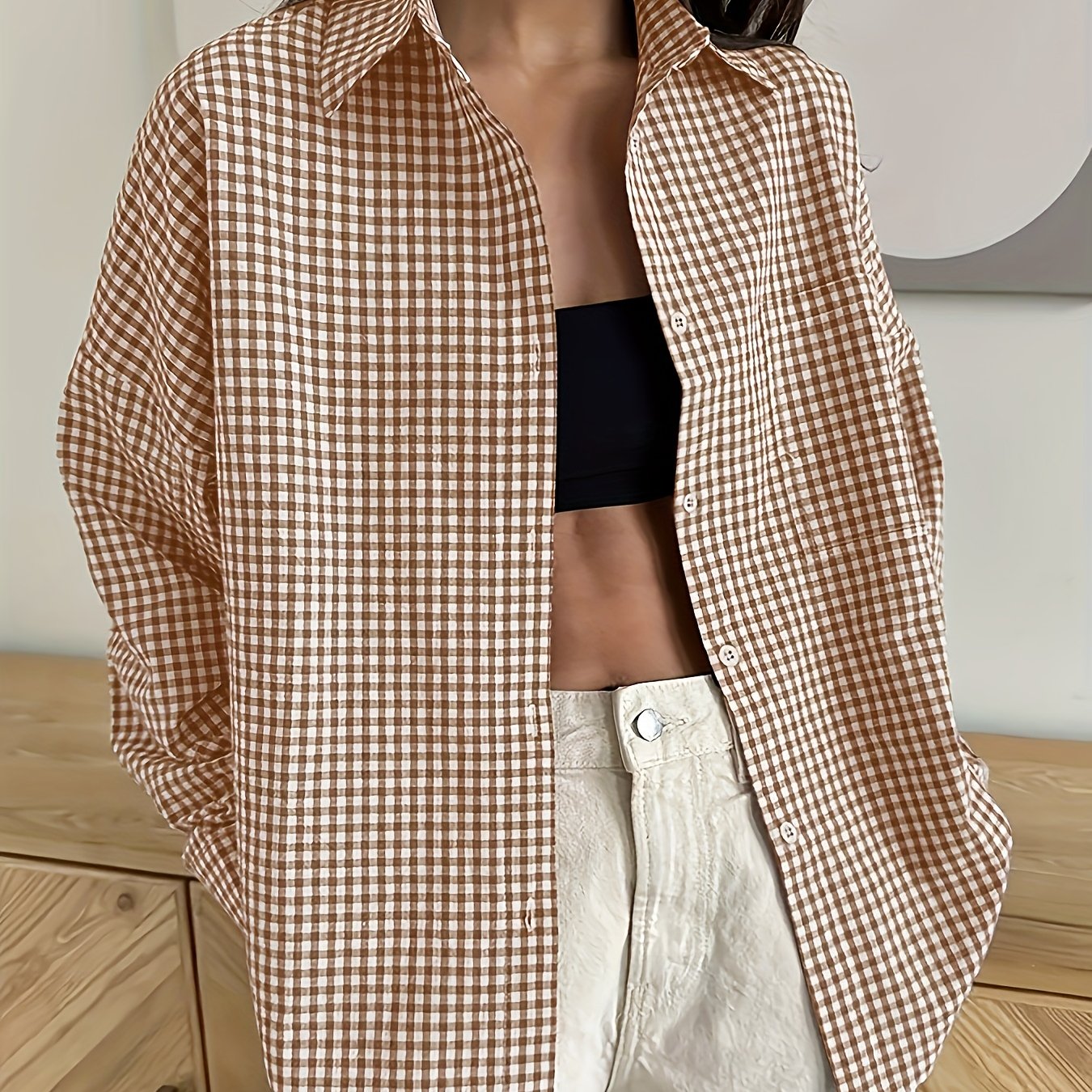 Ayollar uchun kundalik tekis chiziqli kofta, uzun qoʻl, kuz-qish mavsumiga mos, erkin fit