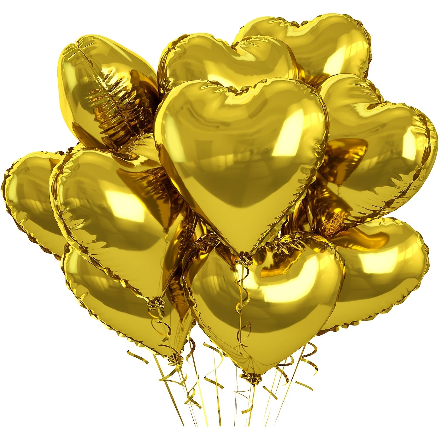 10-Pack Heart-Shaped Aluminum Foil Balloons for Valentine's Day Birthdays and Celebrations