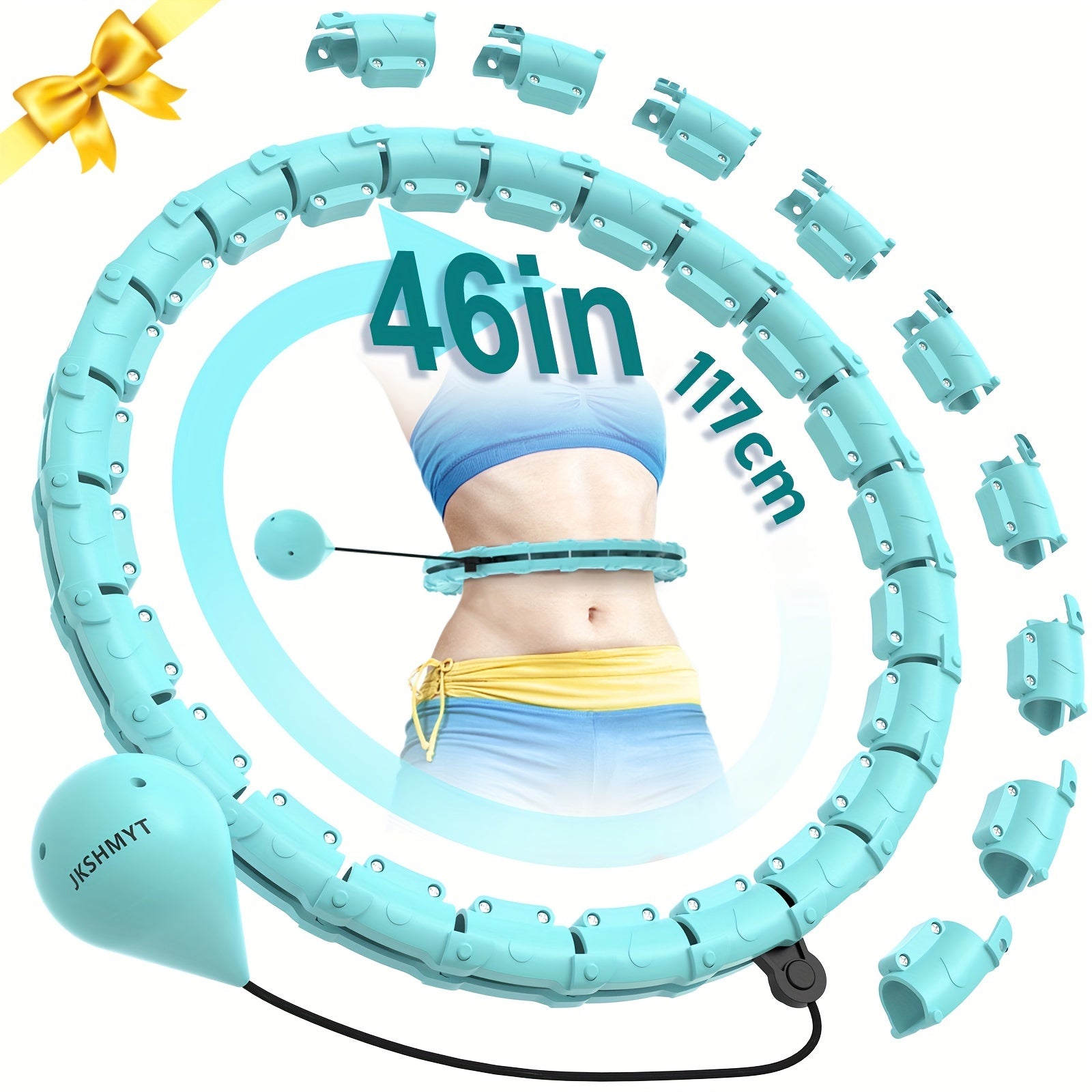 24-bo‘lim ajraladigan fitnes halqasi 47In/120cm Pilates mashq halqasi vazn yo‘qotish va yupqa bel uchun