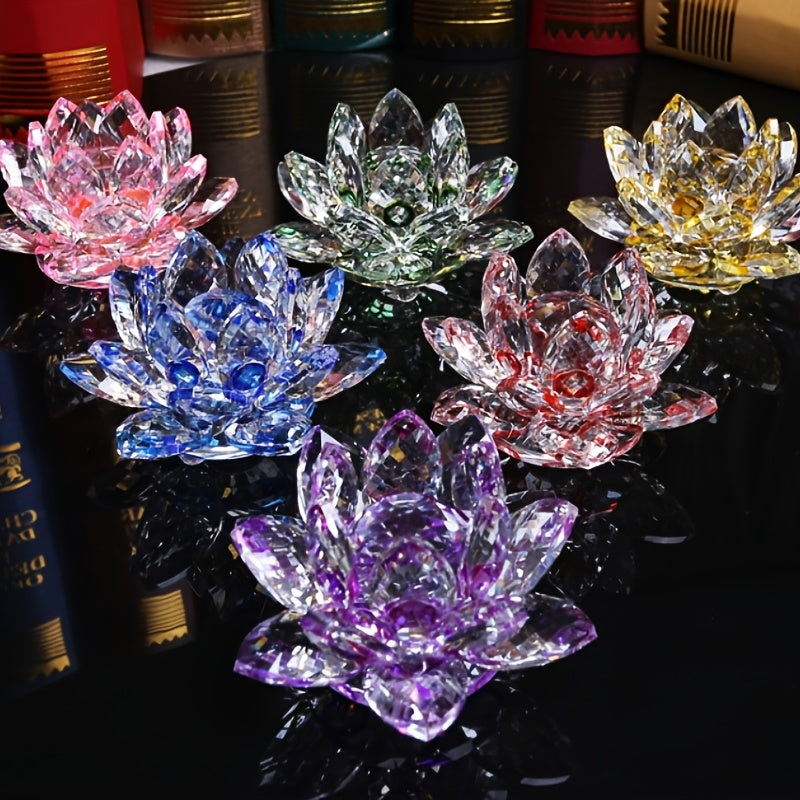 Crystal Lotus Ornament for Home and Desk Decor Handmade Decorative Sculpture