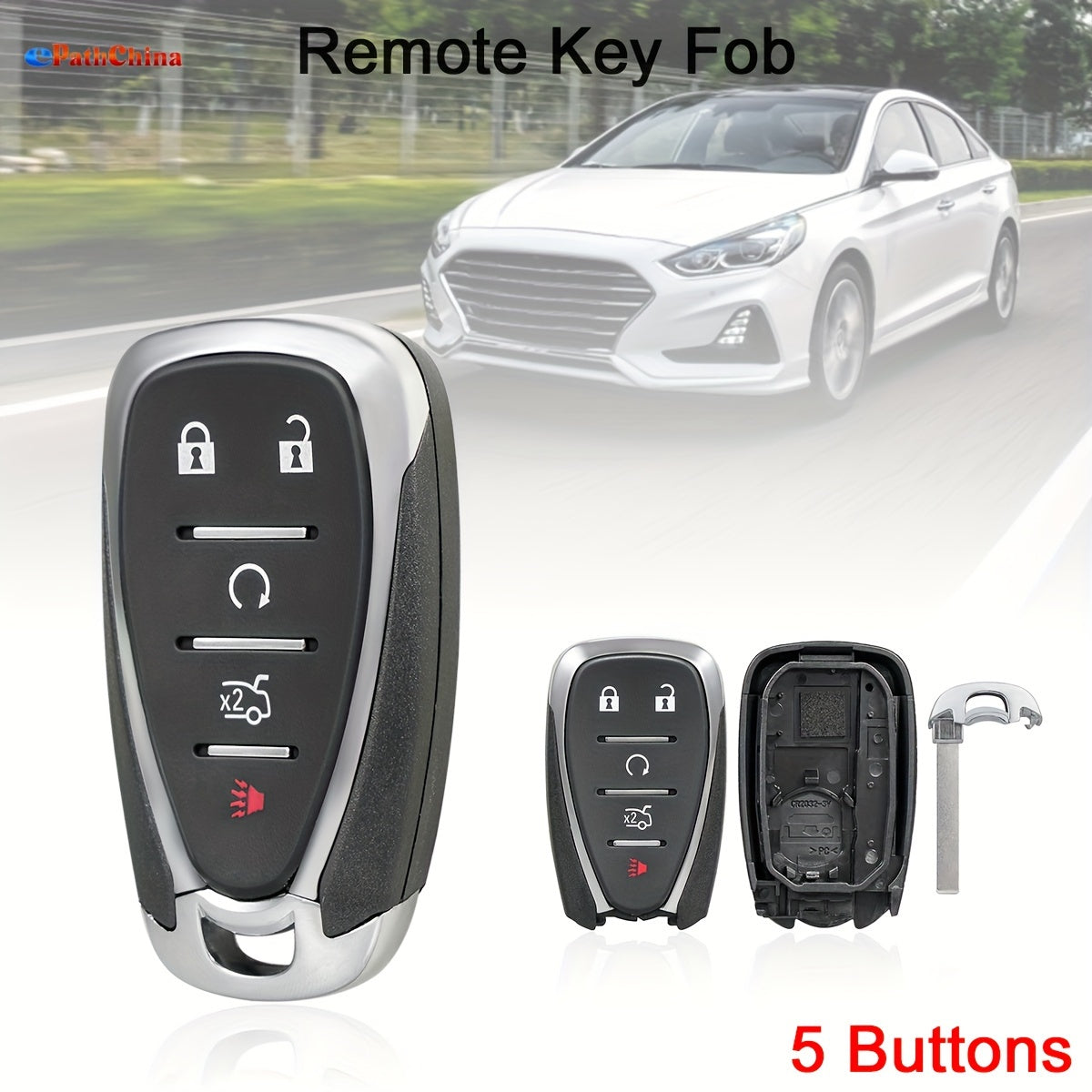 5-Button Plastic Key Fob Shell Replacement for Car Interior Accessory