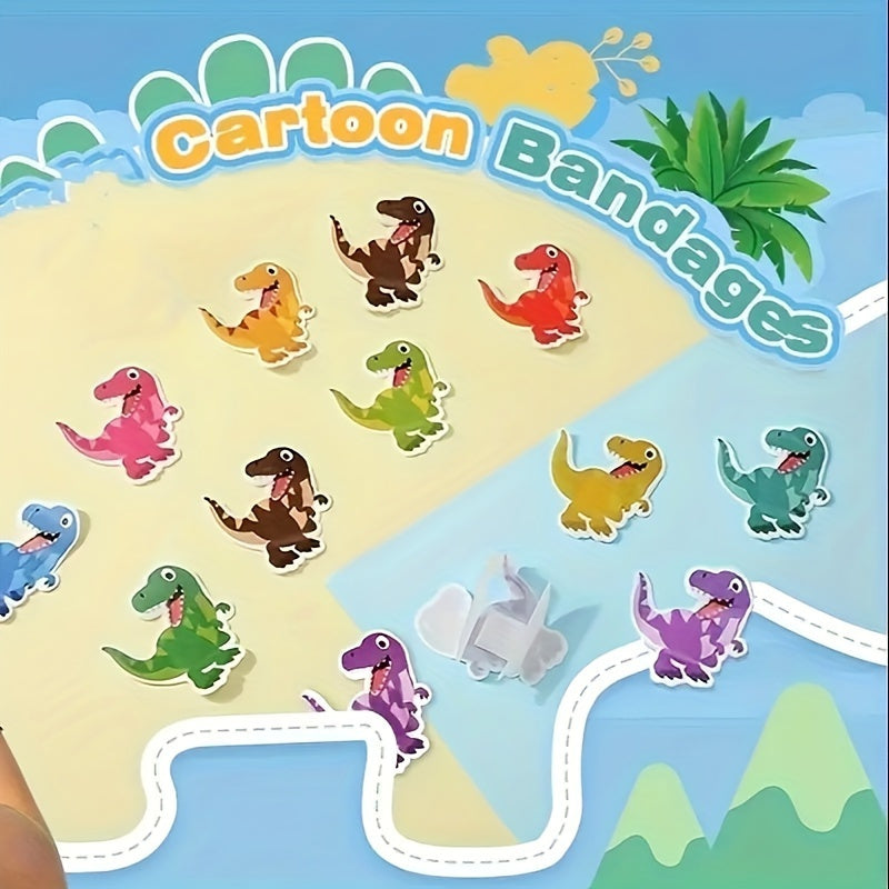 Kids Dinosaur Pattern Bandages Breathable Cartoon 10 Colors Pack