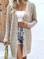 Women's Hollow Knit Cardigan Mid-Length Air Conditioned Layer