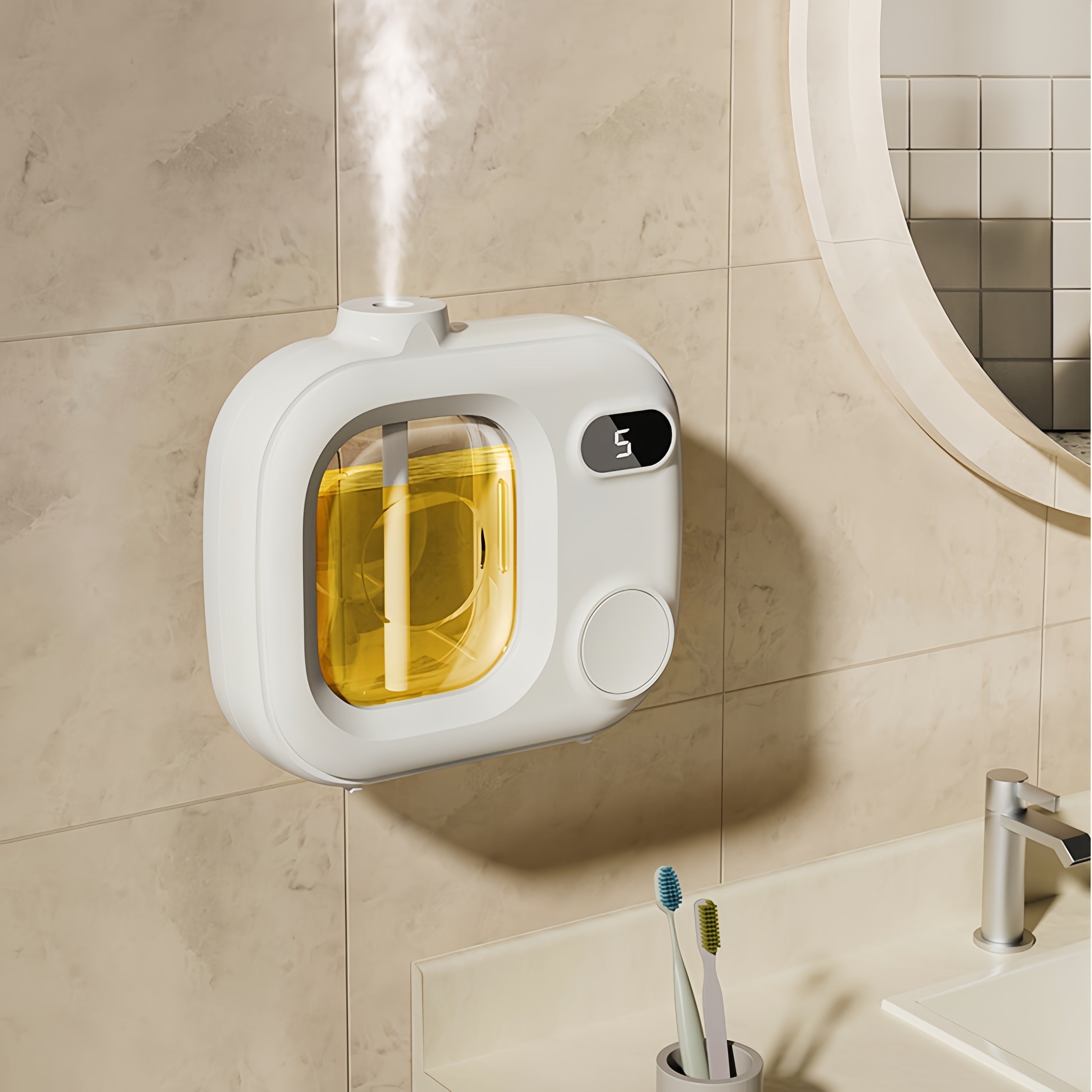 Rechargeable 5-Speed Room Humidifier with Digital Display and Fragrance Dispenser