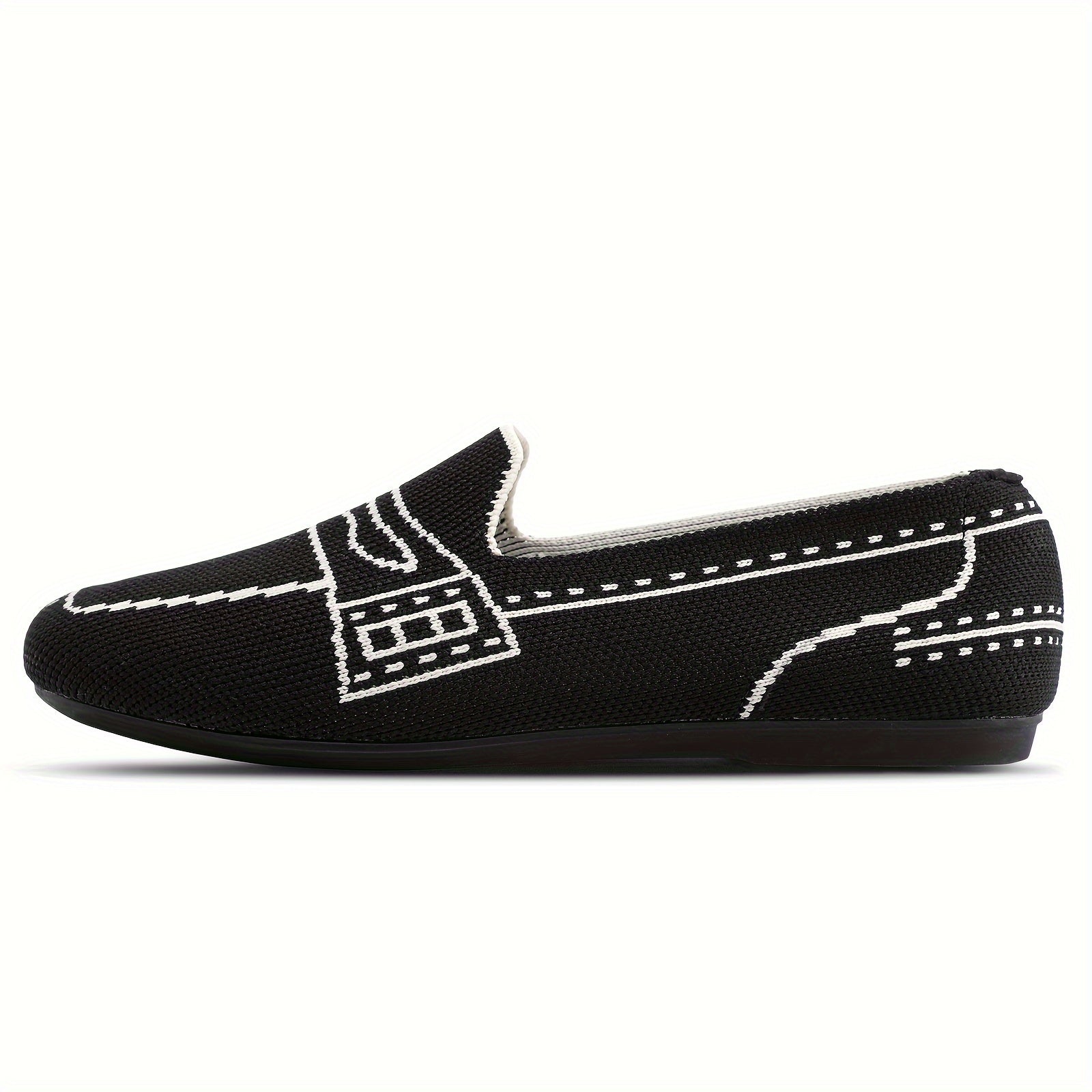 Women's Knit Slip-On Flats Gray Breathable Casual Shoes