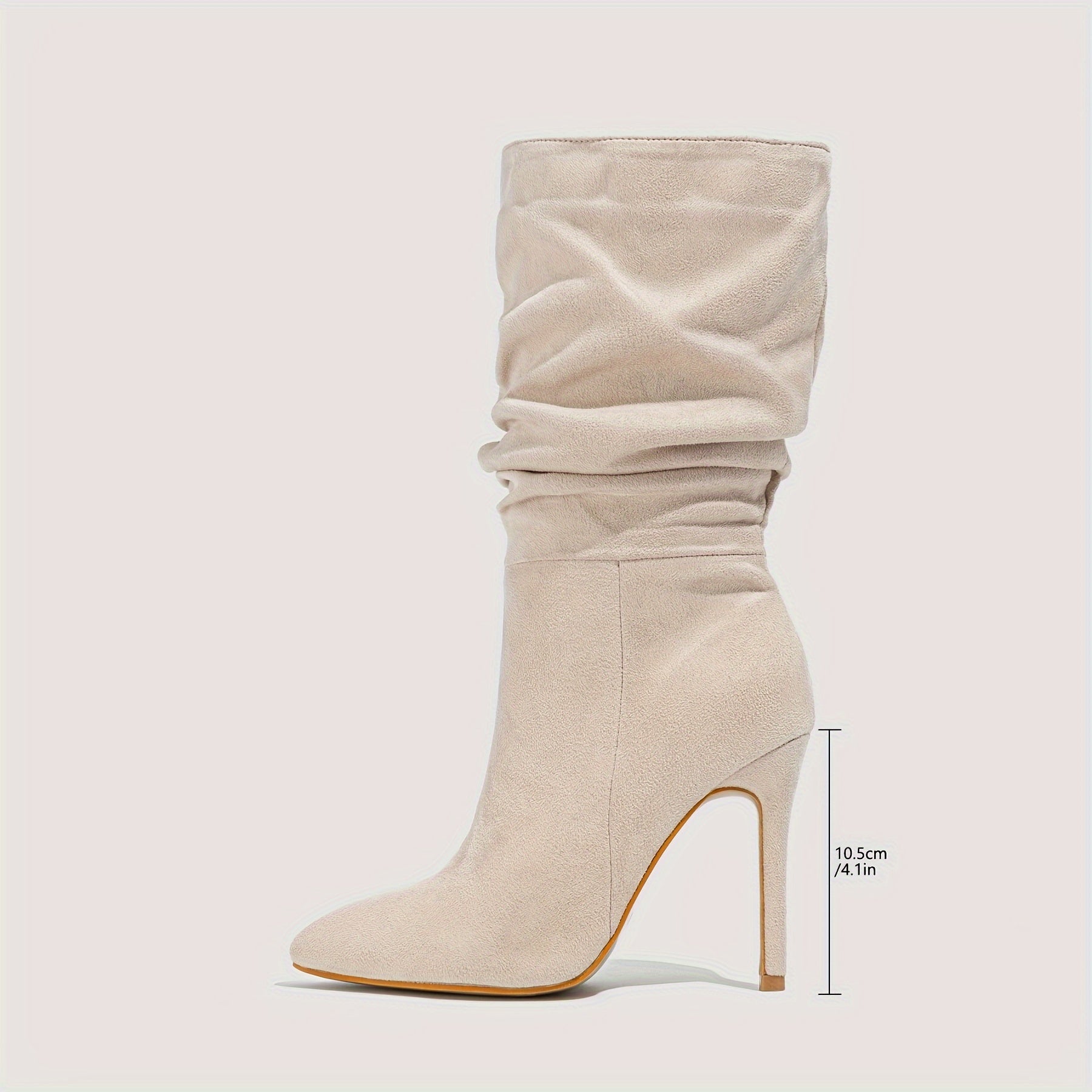 Women's Faux Leather Pointed Toe Stiletto Heel Ankle Boots Black Mid-Calf Winter