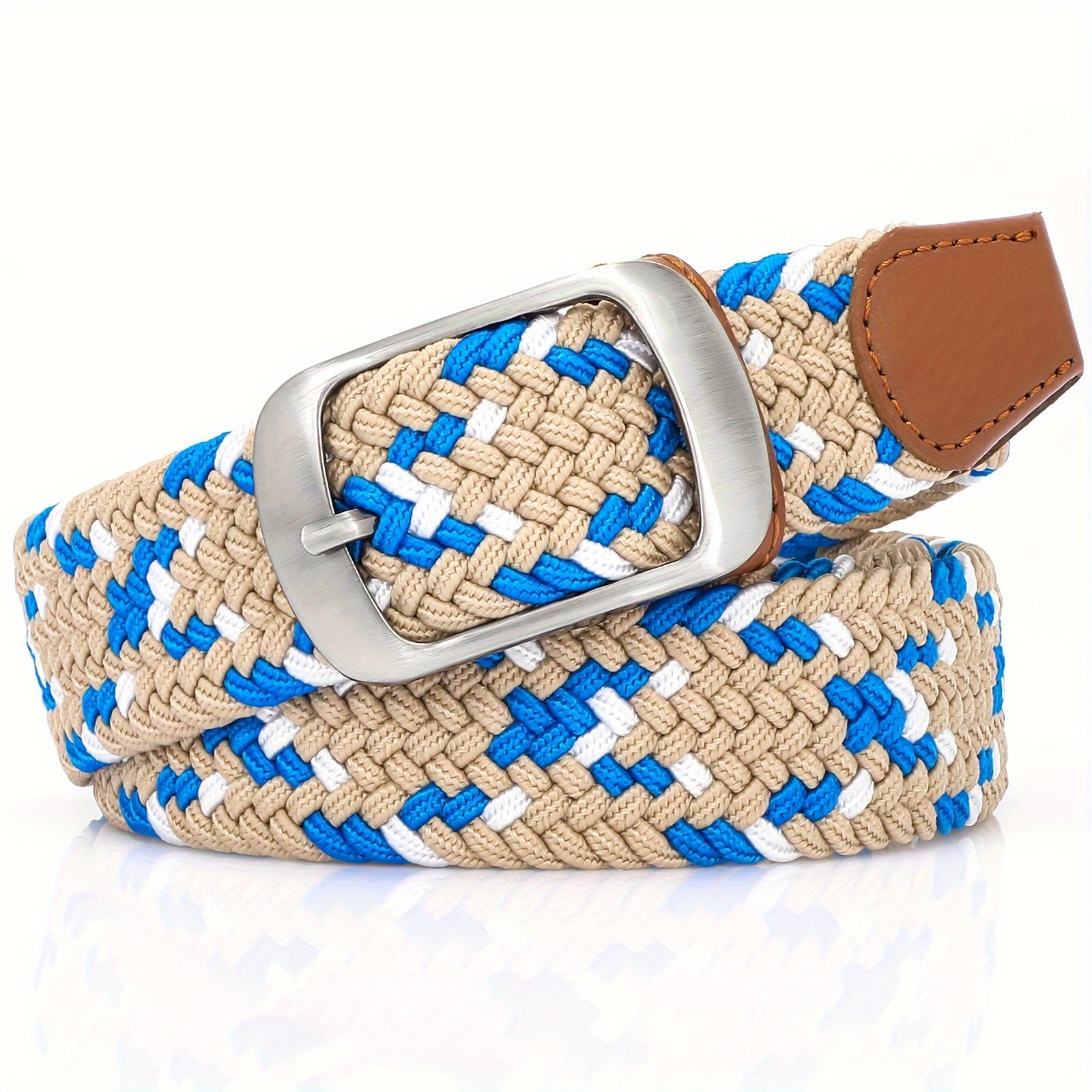 Unisex Solid Color Braided Belt with Pin Buckle for Casual Jeans