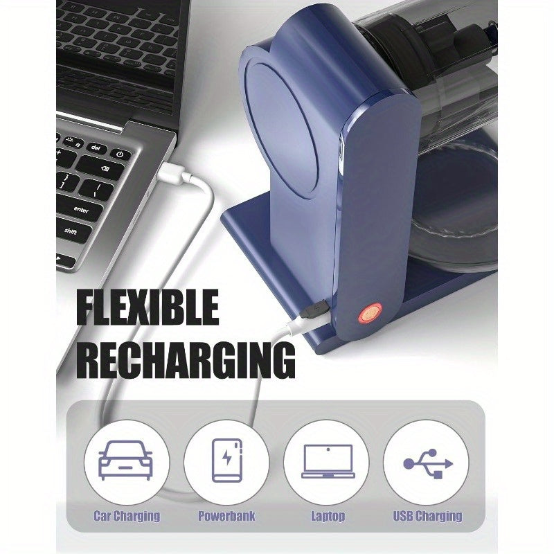 Enleber USB Rechargeable Shaved Ice Cone Machine with Stainless Steel Blades, 2 Reusable Ice Molds. Ideal for Home Kitchen & Camping. Durable and Modern.