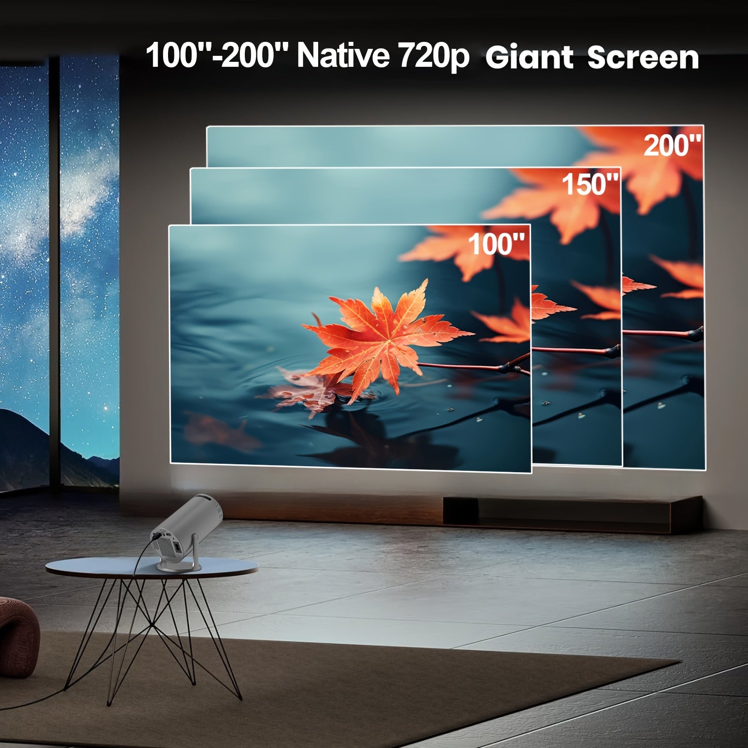 Mini simsiz HD portativ proyektor avtomatik diqqat va masofadan boshqarish bilan