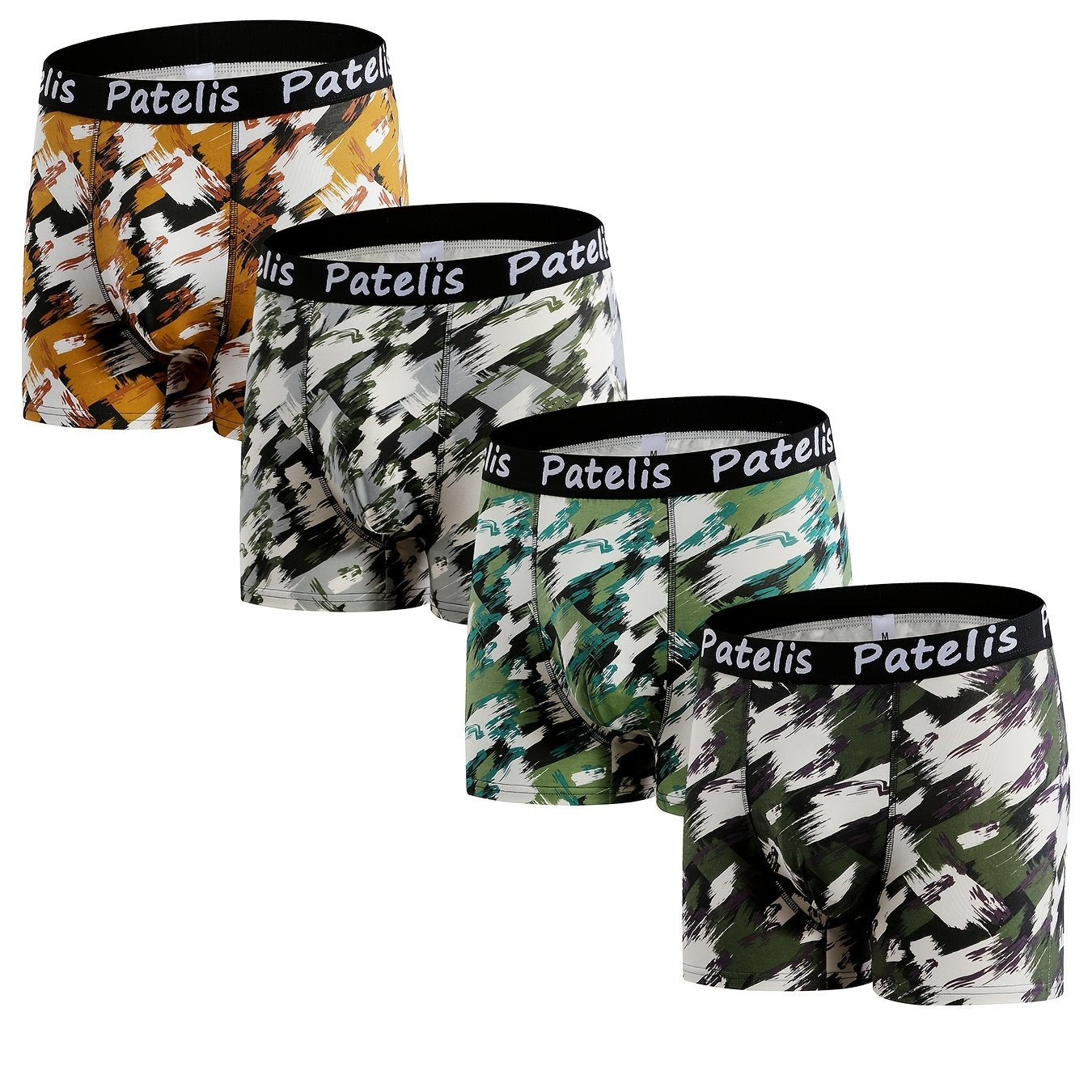 Men's Plus Size Boxer Briefs 4 Pack Breathable Quick Dry Cotton Geometric