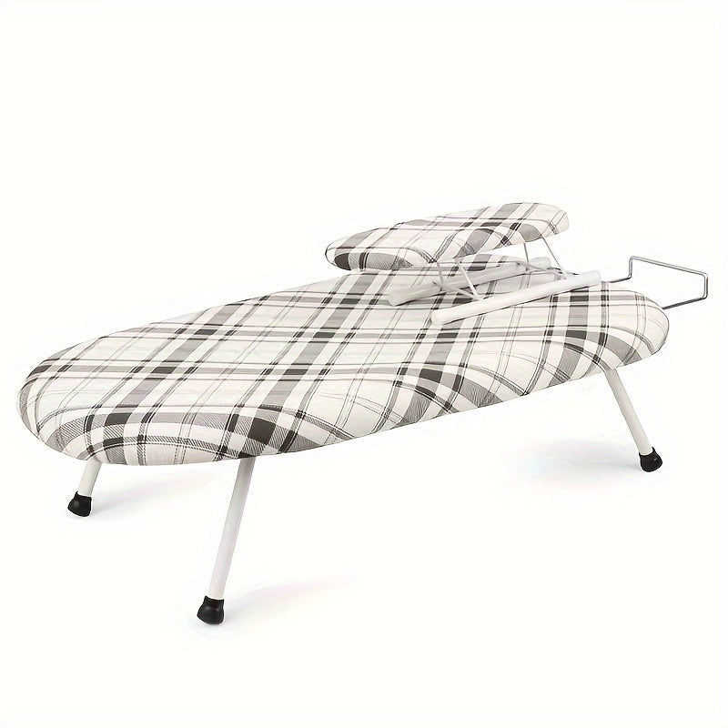 Compact Folding Ironing Board Stand with Stainless Steel Frame and Plastic Cover