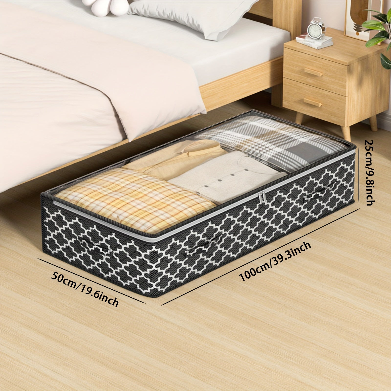 Большая складная сумка с прозрачной крышкой для хранения под кроватью, идеально подходит для постельного белья, одежды и одеял. Изготовлена из влагостойкого материала. Подходит для возраста 14 лет и старше. В упаковке 1 штука.