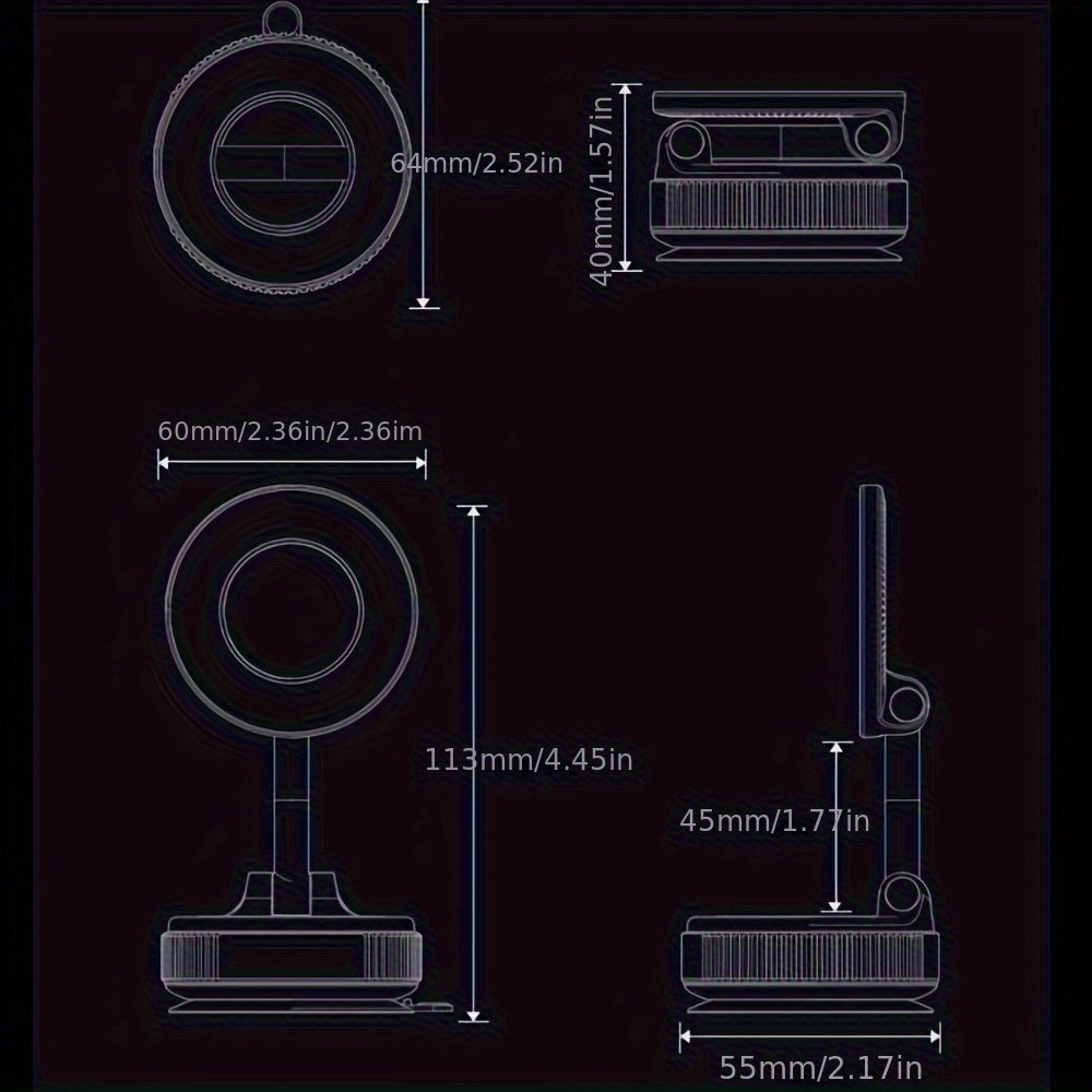 Magnitli avtomobil telefon uchun tutqich, alyuminiy panelga o'rnatiladigan, buriladigan va bukiladigan