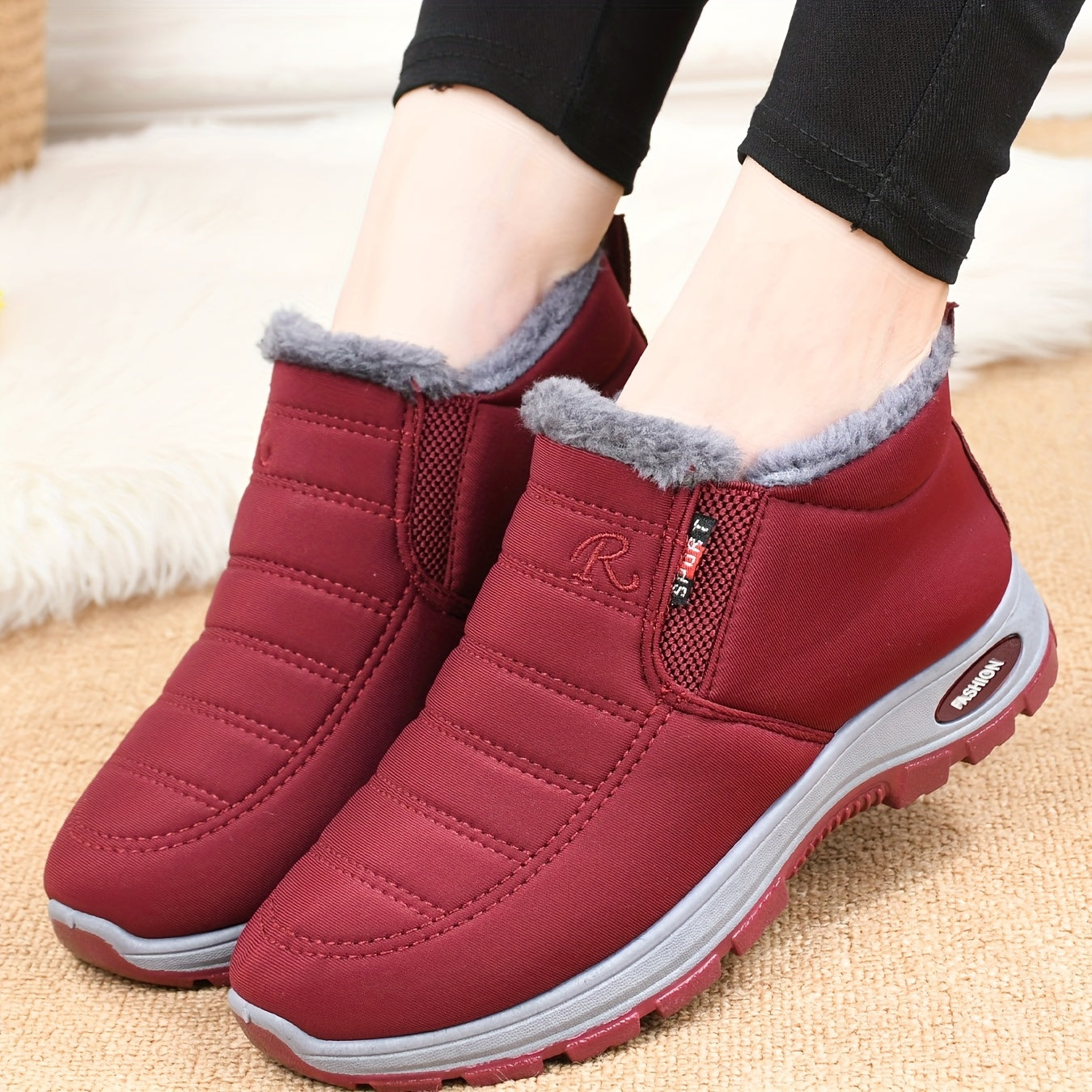Unisex Winter Comfort Shoes Rubber Sole Slip-On Flat Toe All-Season