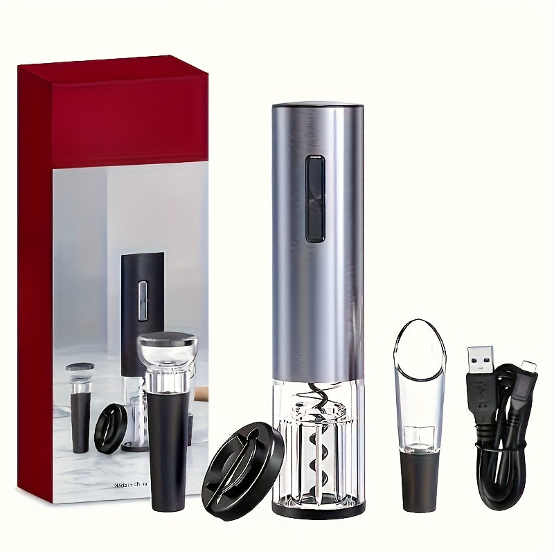 TAIVODB USB перезаряжаемый электрический штопор для вина с комплектом для снятия фольги, вакуумной пробкой и наливателем - автоматический, портативный, эффективный для дома, вечеринок, подарков, винных аксессуаров.