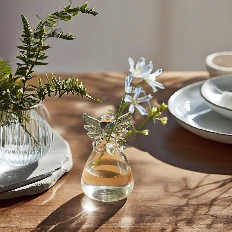 Glass Vase Artistic Angel 5.5cm for Living Room Dining Office Flower Arrangement