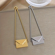 Envelope Pendant Bracelet with Love Letter 18K Gold Plated Stainless Steel Gift for Valentine