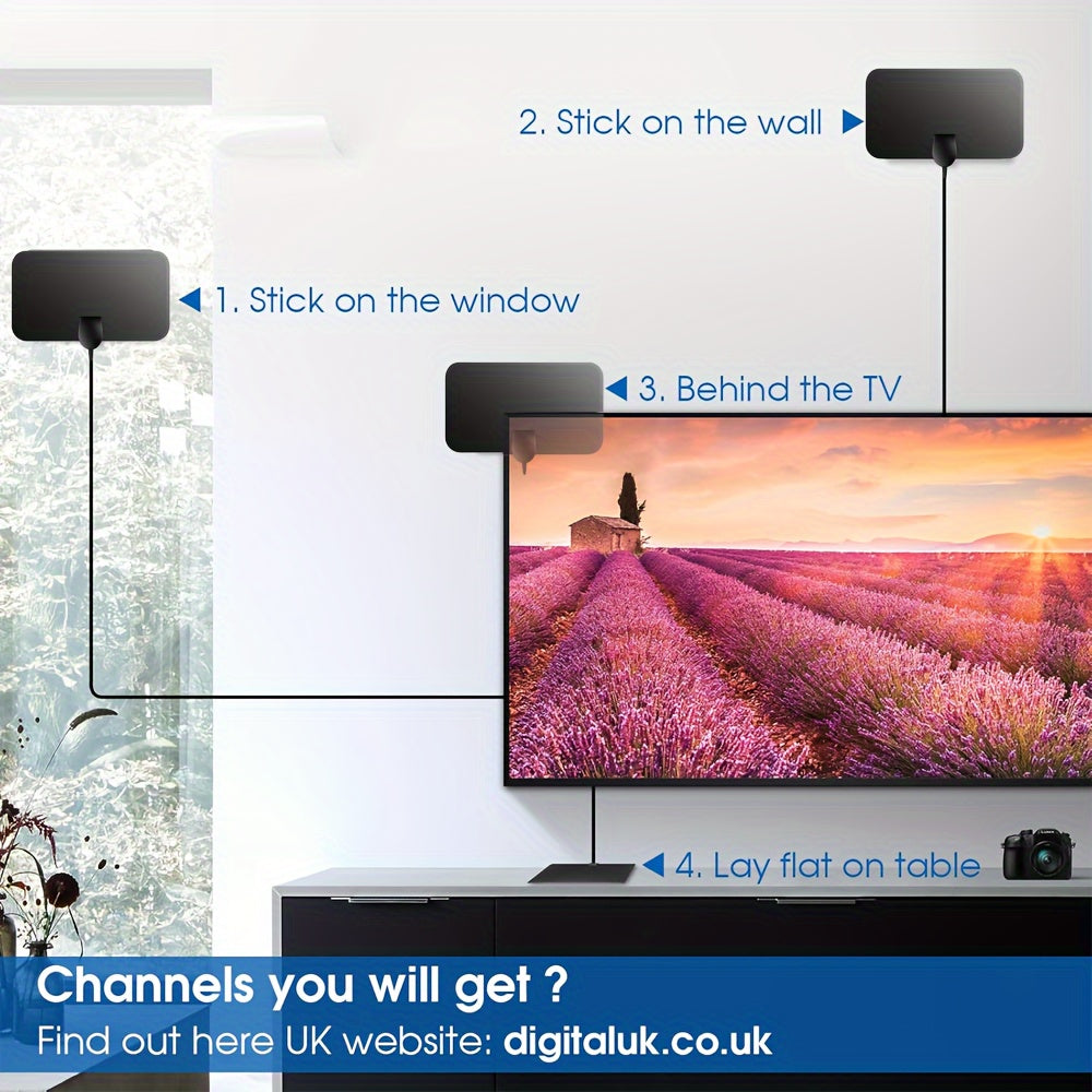 Digital TV Antenna 240 Mile Range 4K Ultra HD Indoor Signal Amplifier with Coaxial Cable