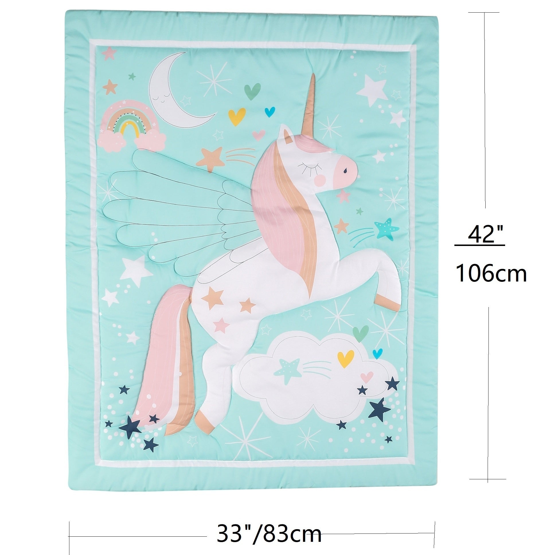 Unicorn Crib Bedding Set 3-Piece for Girls and Boys Nursery