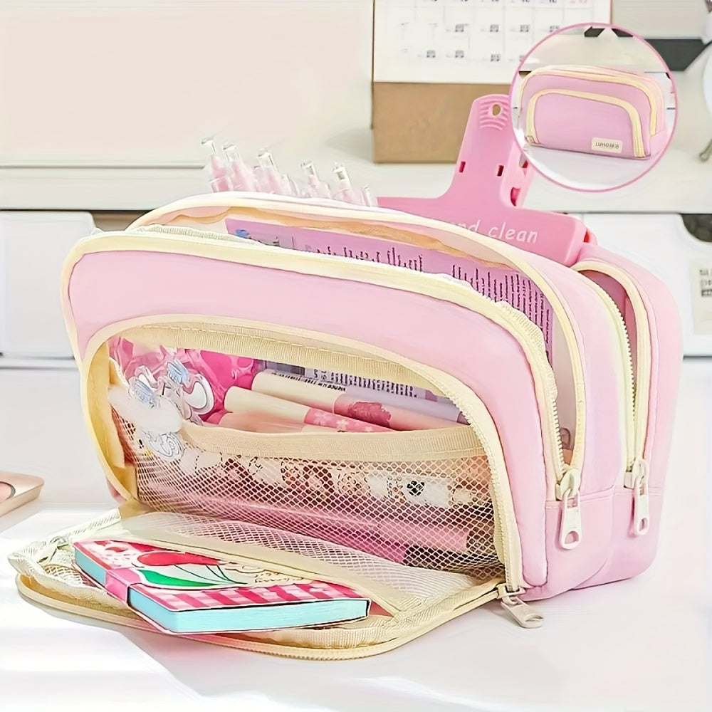 Canvas Pen Bag Large Capacity for Office School Cosmetic Pouch Unisex