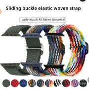 Apple Watch uchun nylon to'qilgan halqa tasmasi, moslashuvchan, elastik, suv o'tkazmaydigan va terga chidamli. Bir nechta ranglarda Ultra2/9/8/7/6/5/4/3 SE iWatch modellari uchun mos keladi. Zamonaviy va moslashuvchan.