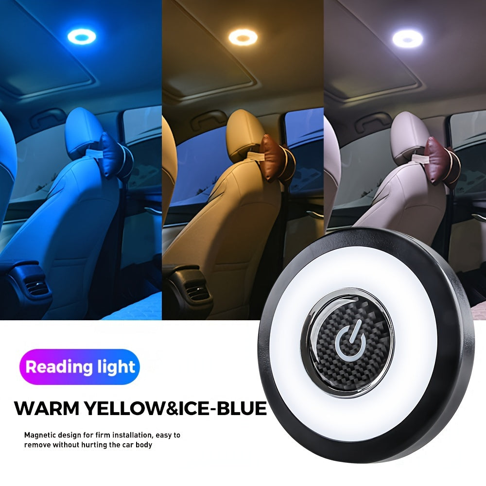 Luz interior de coche con LED recargable por USB con 3 colores, lámpara de techo magnética para vehículo, autocaravana y uso doméstico