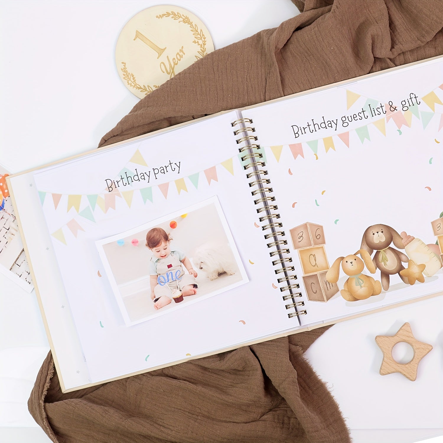 Kids Memory Book with Hot Stamping Logo and Hidden Coil Binding 140gsm Linen Cover