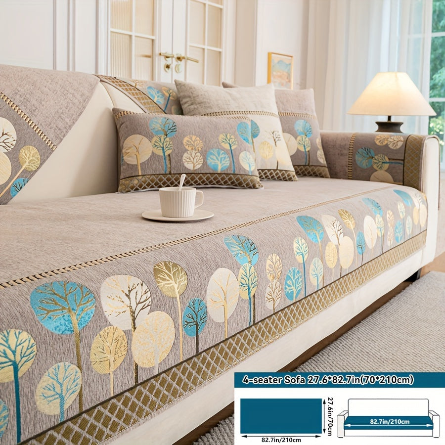 Нескользящая накидка на диван с мотивом дерева для 1-4 местных диванов, безопасна для домашних животных, моется в машине, прочная