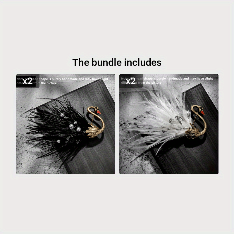 Feathered Swan Brooch Pin Vintage Style Animal Shape for Coats Sweaters