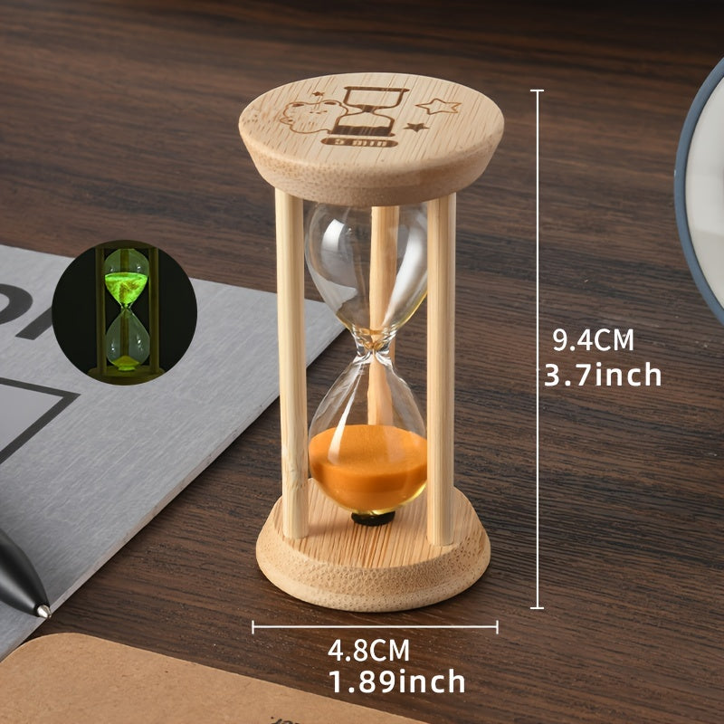 Wooden Sand Timer 1 Minute Glow-in-the-Dark Hourglass 9.4cm Home Decor