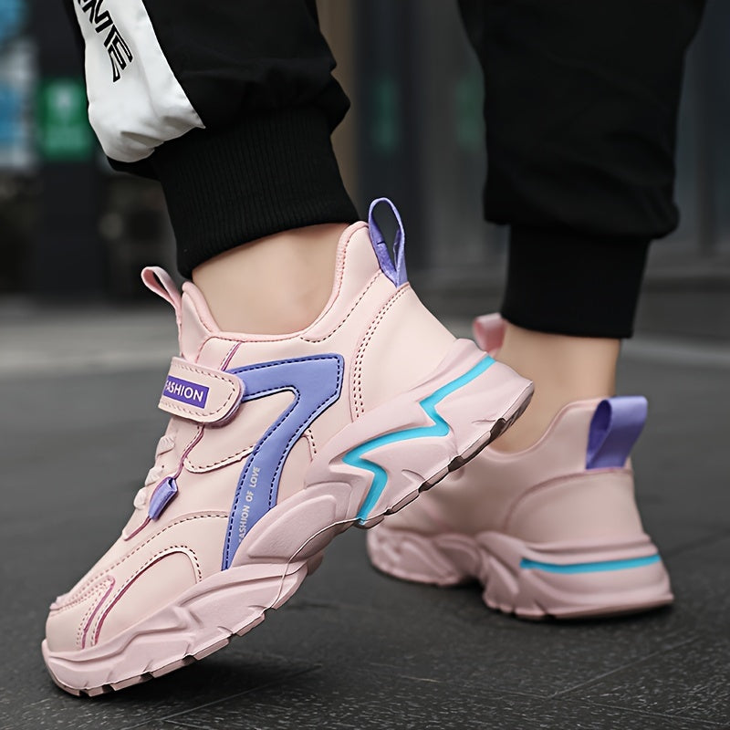 Girls Outdoor Casual Sneakers with Soft Sole, Round Toe, Low Top, TPR Sole